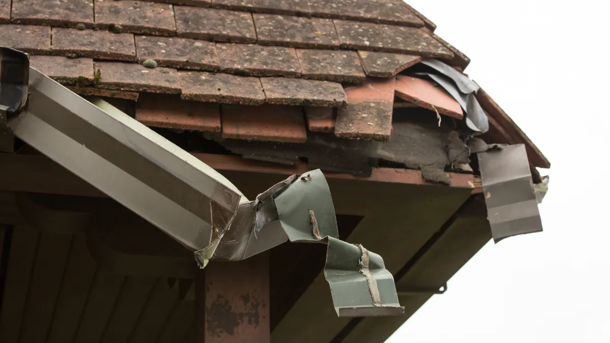 Storm damaged gutter repair in Knoxville